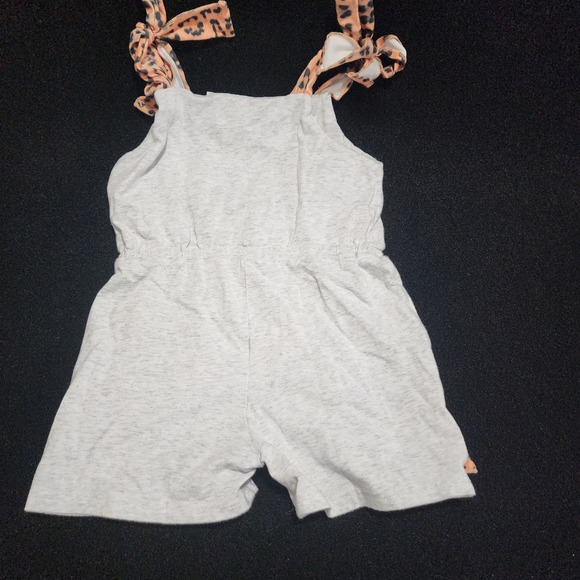 Mariee Nicole Kids Girls L Gray Bunny LOVE Romper Jumpsuit Leopard Trim - Picture 4 of 4
